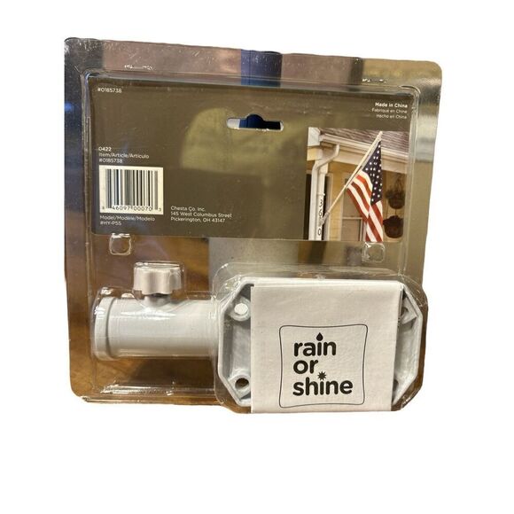 Rain or Shine Metal Flag Bracket 0185738 White Outdoor House Holder Wall Mount - Picture 2 of 2